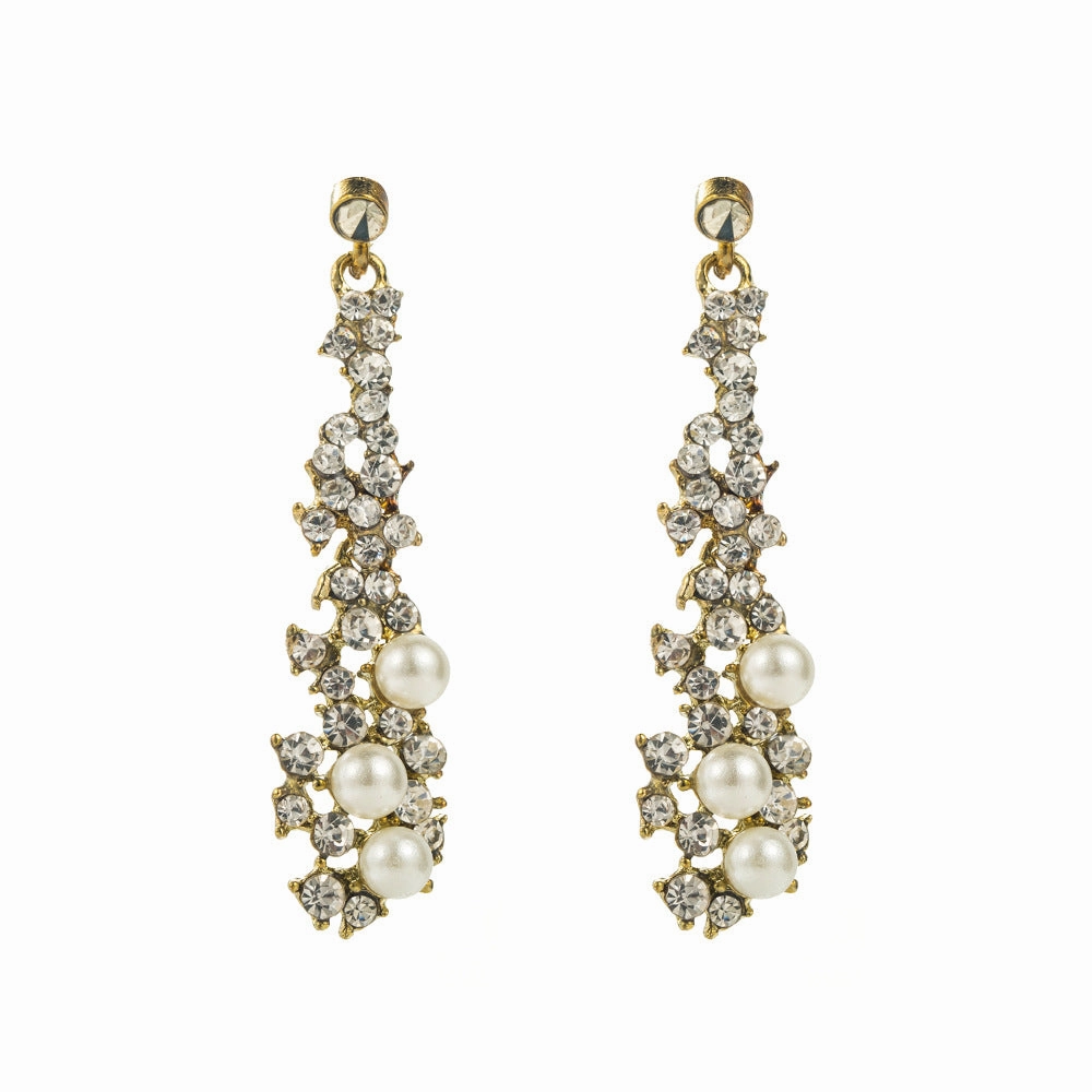 Wholesale Exaggerated Fashion Long Flower Simple Gold Temperament Earrings
