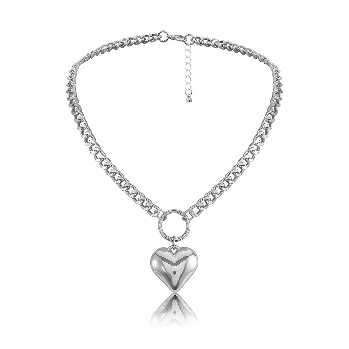 Wholesale Exaggerated Geometric Heart-shaped Metal Necklaces