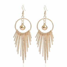 Wholesale Exaggerated long metal tassel earrings