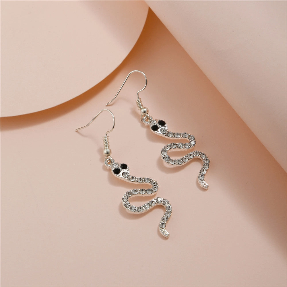 Wholesale Exaggerated snake earrings long diamond earrings