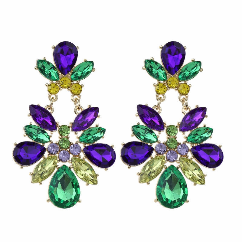 Wholesale Exaggerated super shiny full rhinestone music carnival earrings