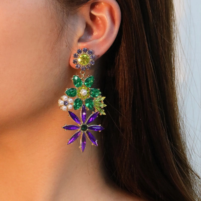 Wholesale Exaggerated super shiny full rhinestone music carnival earrings