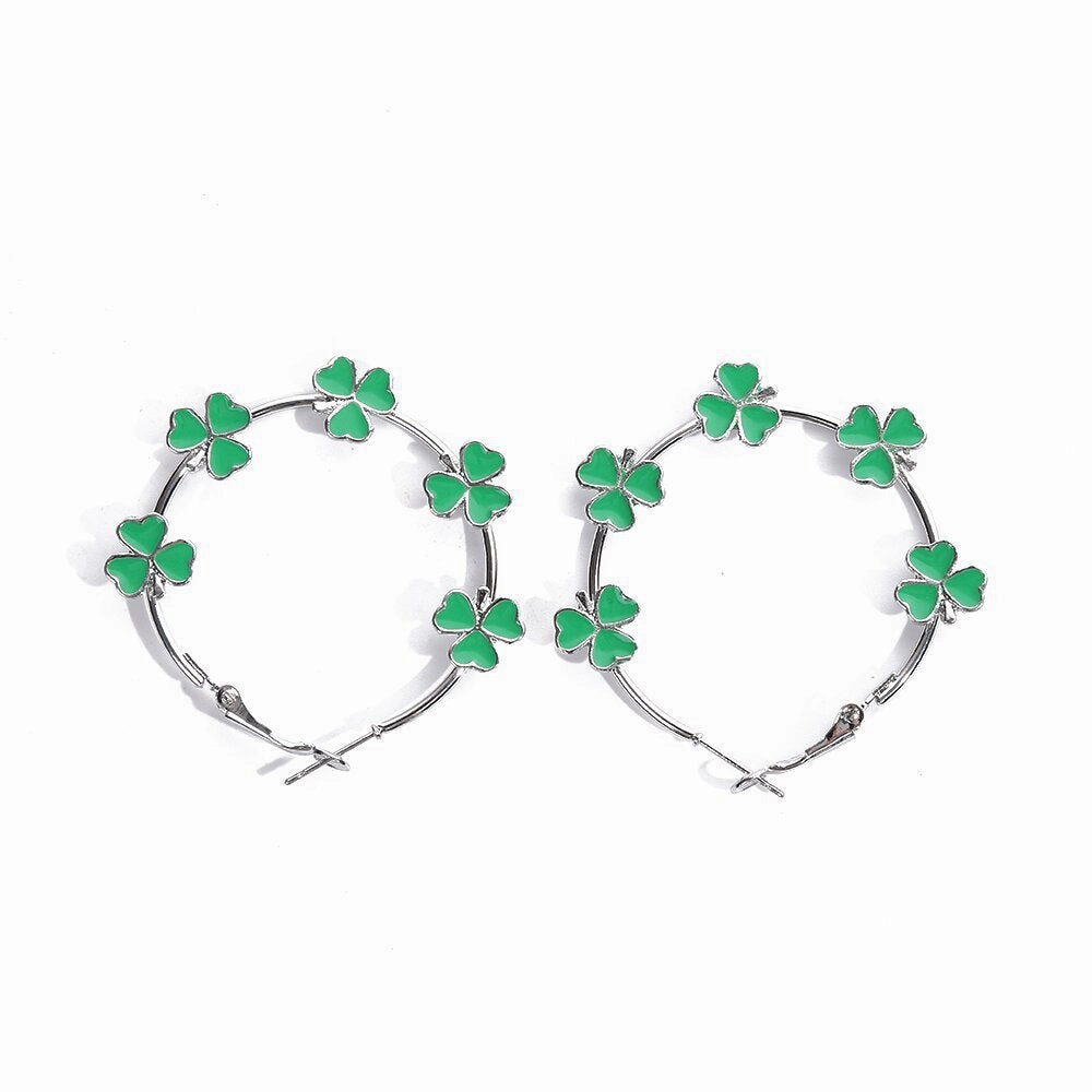 Wholesale Exaggerated three-leaf clover earrings