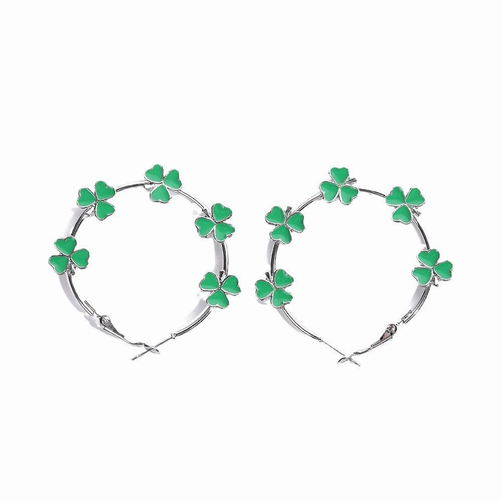 Wholesale Exaggerated three-leaf clover earrings