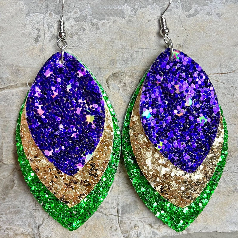 Wholesale Eye-catching and Exaggerated Shiny Gretel Feather Metal Mesh Earrings
