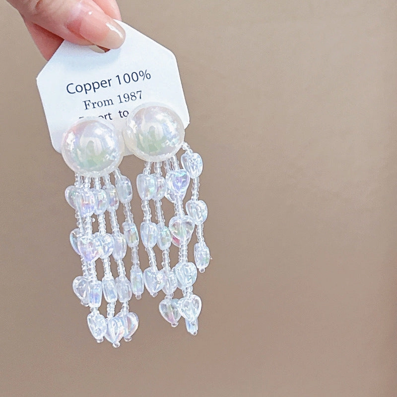 Wholesale Fabric flower super fairy handmade beaded fairy small fresh flower silver needle earrings