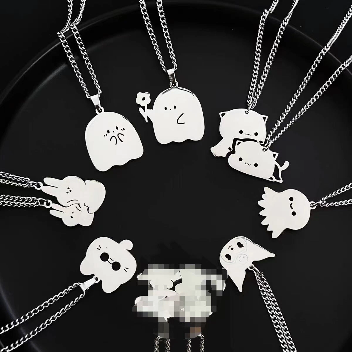 Wholesale Face-to-Face Rabbit Couple Necklace ins No Falling Creative Kitten Puppy Pendant Valentine's Day Gift