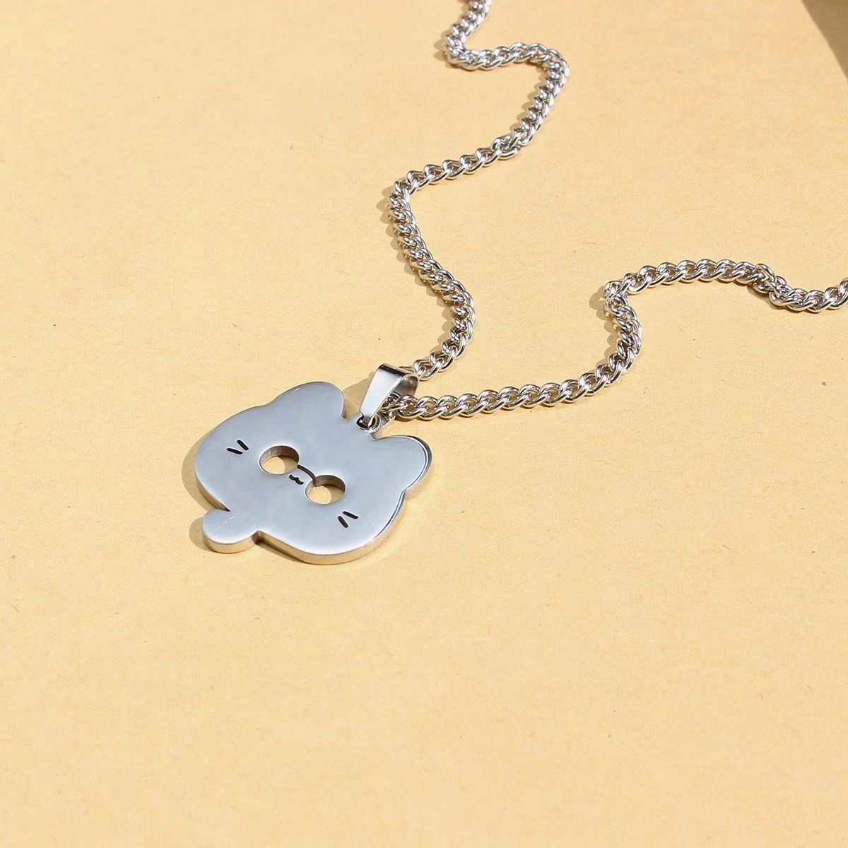 Wholesale Face-to-Face Rabbit Couple Necklace ins No Falling Creative Kitten Puppy Pendant Valentine's Day Gift