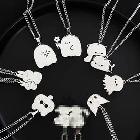 Wholesale Face-to-Face Rabbit Couple Necklace ins No Falling Creative Kitten Puppy Pendant Valentine's Day Gift