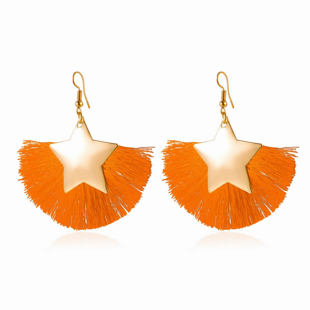 Wholesale Fan Tassel Star Geometric Vintage Earrings