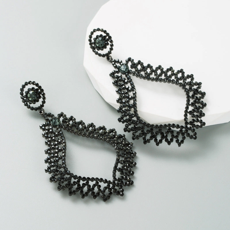 Wholesale Fancy Color Diamond Long Alloy Earrings
