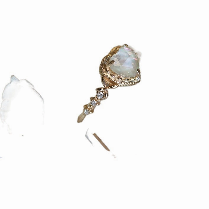 Wholesale Fantasy Natural Color Shell White Crystal Collage Ring