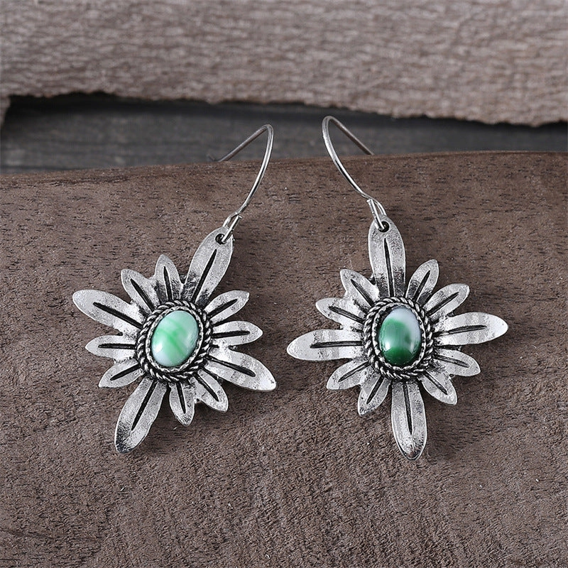 Wholesale Fashion Bohemian Style Turquoise Daisy Flower Earrings