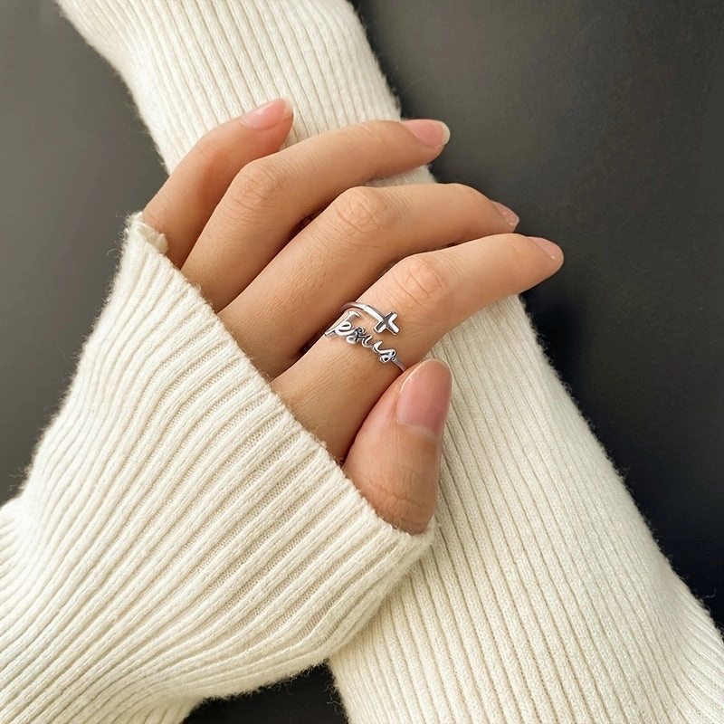 Wholesale Fashion Cross Design Adjustable Wrap S925 Sterling Silver Rings