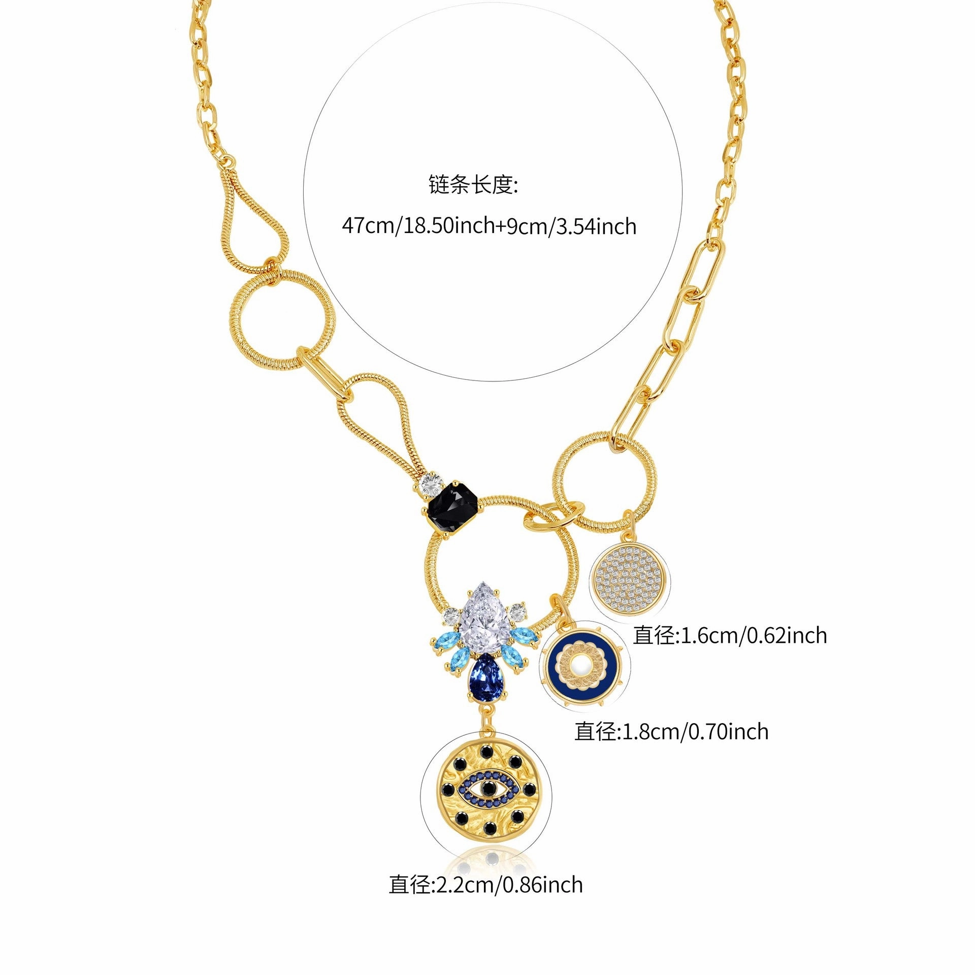 Wholesale Fashion Devil Eye Exaggerated Eye Alloy Necklace