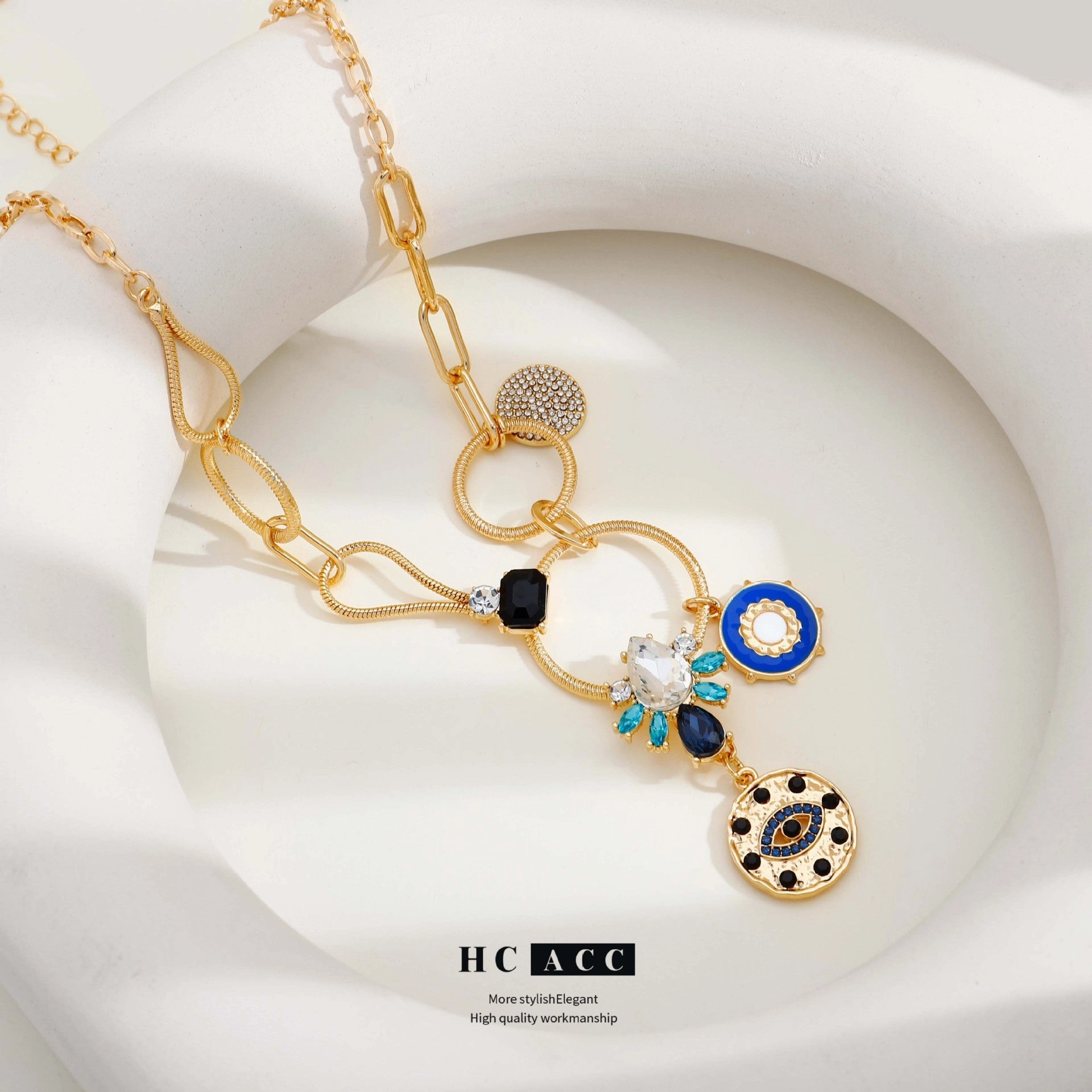 Wholesale Fashion Devil Eye Exaggerated Eye Alloy Necklace