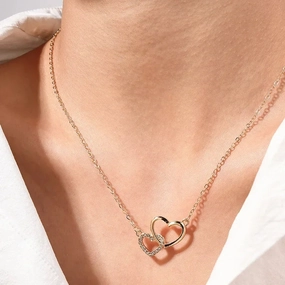 Wholesale Fashion Double-ring Love Simple Ladies Pendant Necklace