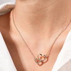 Wholesale Fashion Double-ring Love Simple Ladies Pendant Necklace