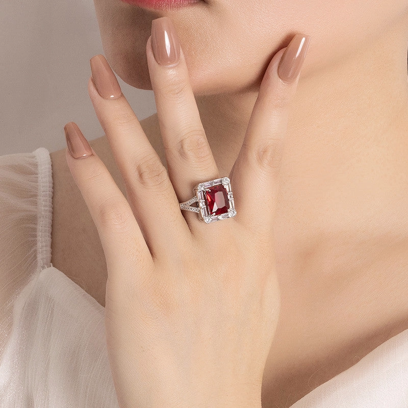 Wholesale Fashion Full Diamond Ruby open Ring