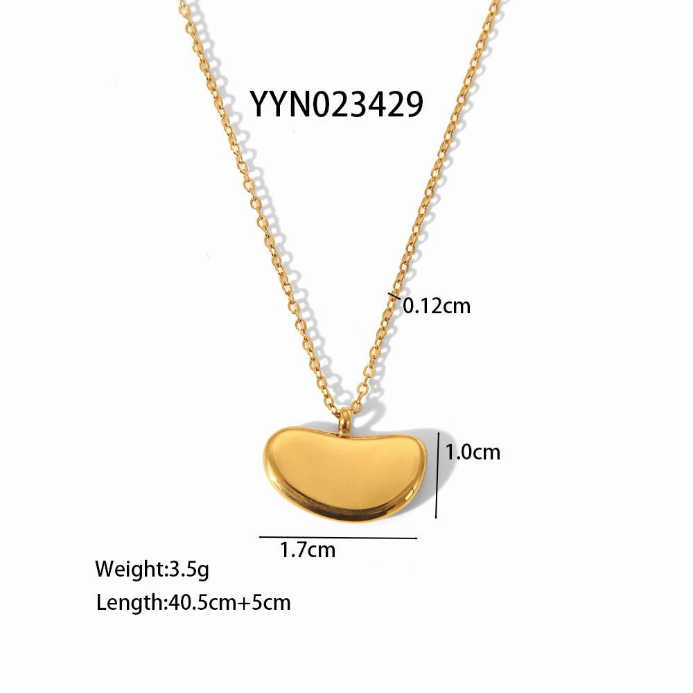 Wholesale Fashion Gold Ingot Necklace Gold Beans Autumn and Winter High-end Stainless Steel Jewelry Set