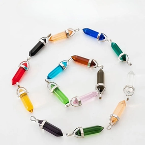 Wholesale Fashion Hexagonal Column Diamond Bullet Pendant Accessories Glass Pendant Glass Necklace Jewelry