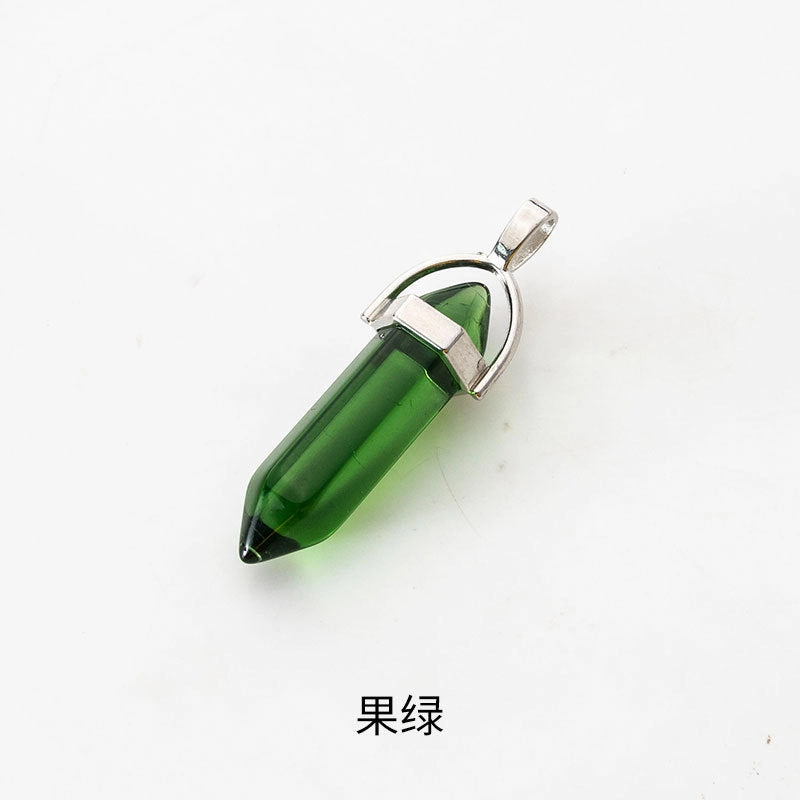 Wholesale Fashion Hexagonal Column Diamond Bullet Pendant Accessories Glass Pendant Glass Necklace Jewelry
