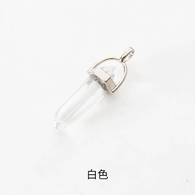 Wholesale Fashion Hexagonal Column Diamond Bullet Pendant Accessories Glass Pendant Glass Necklace Jewelry