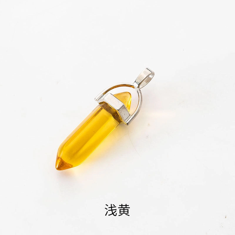 Wholesale Fashion Hexagonal Column Diamond Bullet Pendant Accessories Glass Pendant Glass Necklace Jewelry