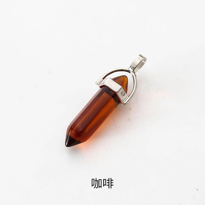 Wholesale Fashion Hexagonal Column Diamond Bullet Pendant Accessories Glass Pendant Glass Necklace Jewelry