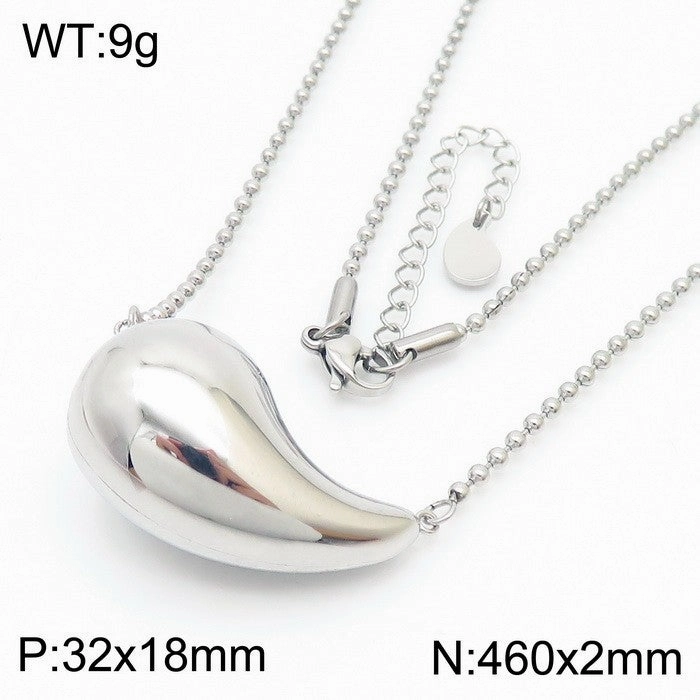 Wholesale Fashion High-end Design Chubby Water Drop Earrings Stainless Steel Hollow Necklace Temperament All-match Set
