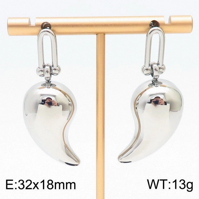 Wholesale Fashion High-end Design Chubby Water Drop Earrings Stainless Steel Hollow Necklace Temperament All-match Set