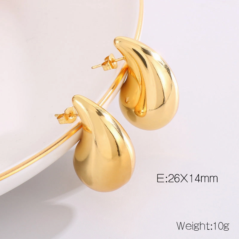 Wholesale Fashion High-end Design Chubby Water Drop Earrings Stainless Steel Hollow Necklace Temperament All-match Set