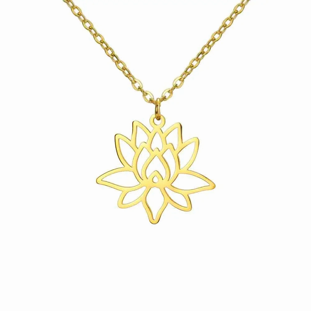 Wholesale Fashion Hollow Lotus Moon Stainless Steel Women's Necklace