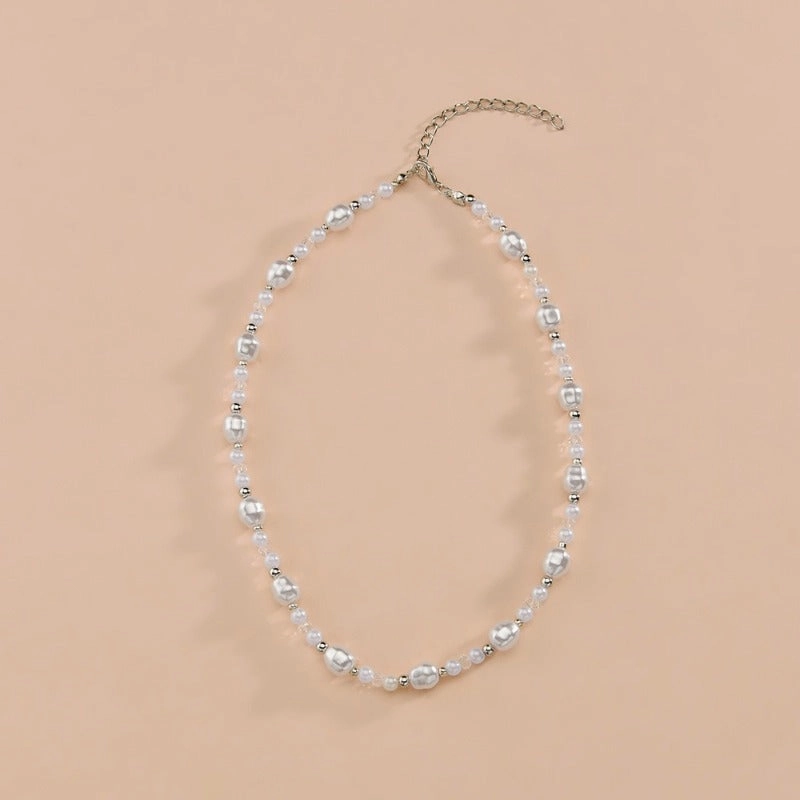 Wholesale Fashion Imitation Pearl Simple Temperament Transparent Crystal Necklace