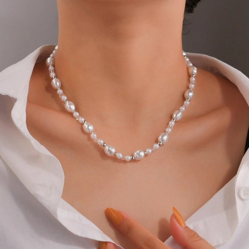 Wholesale Fashion Imitation Pearl Simple Temperament Transparent Crystal Necklace