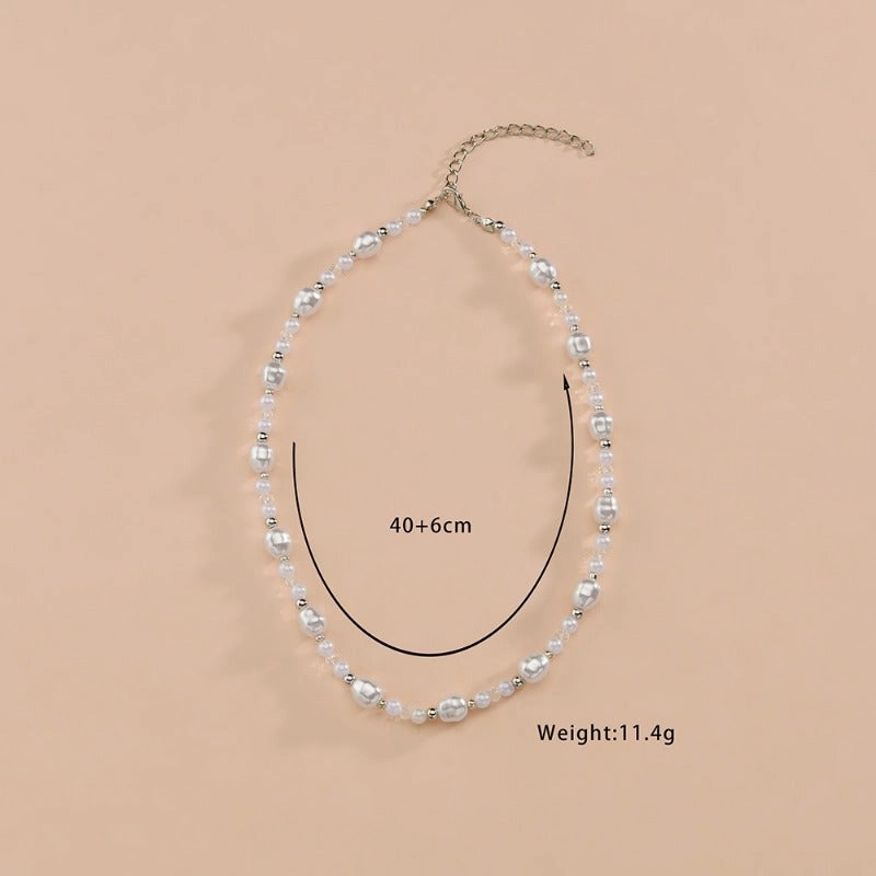 Wholesale Fashion Imitation Pearl Simple Temperament Transparent Crystal Necklace