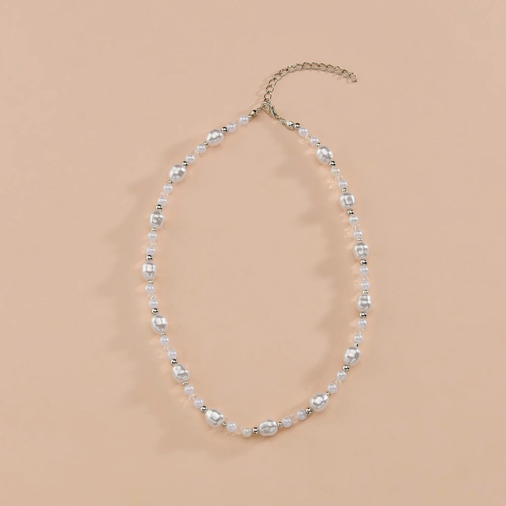 Wholesale Fashion Imitation Pearl Simple Temperament Transparent Crystal Necklace