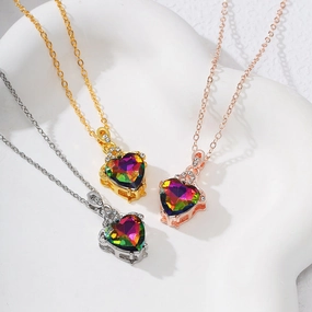 Wholesale Fashion Love Pendant Heart Shape Diamond Crystal Necklaces