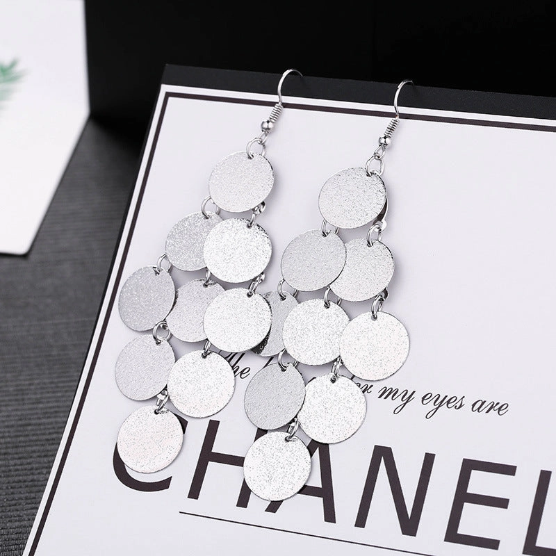 Wholesale Fashion Metal Exaggerated Tassel Long Earrings