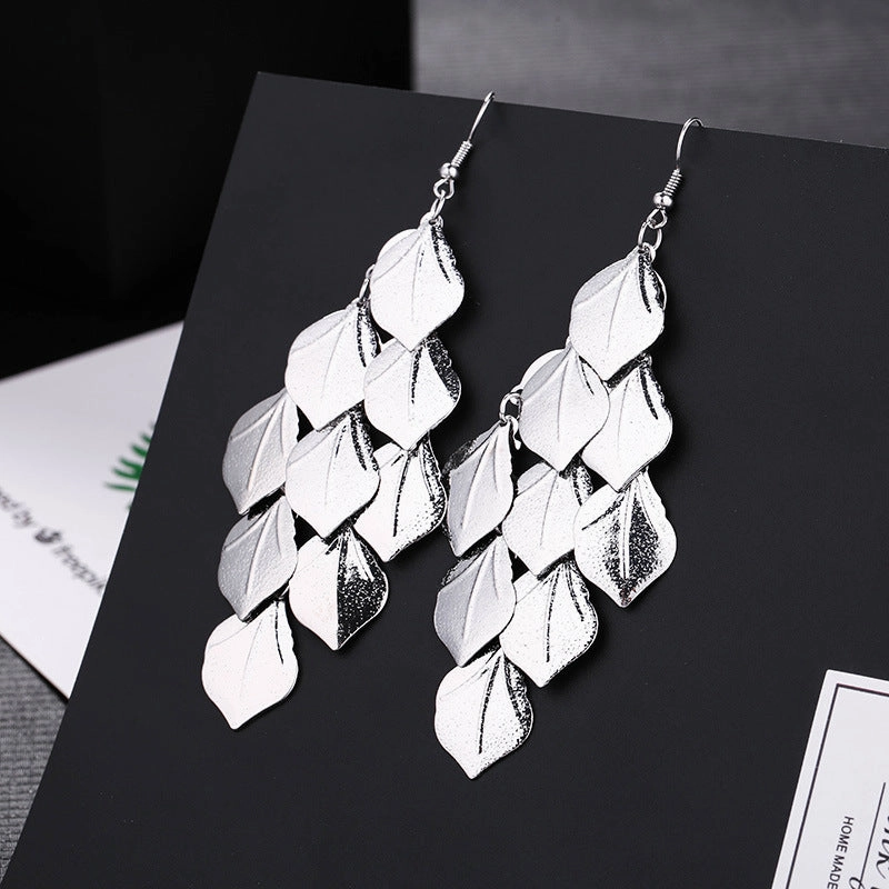 Wholesale Fashion Metal Exaggerated Tassel Long Earrings