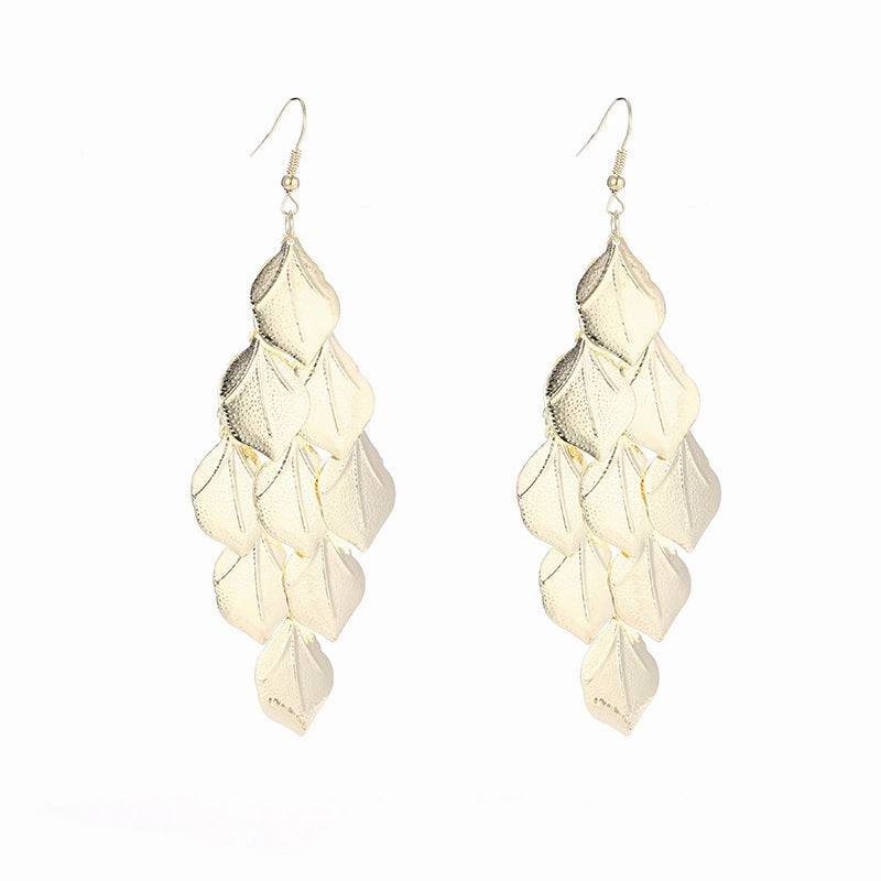 Wholesale Fashion Metal Exaggerated Tassel Long Earrings