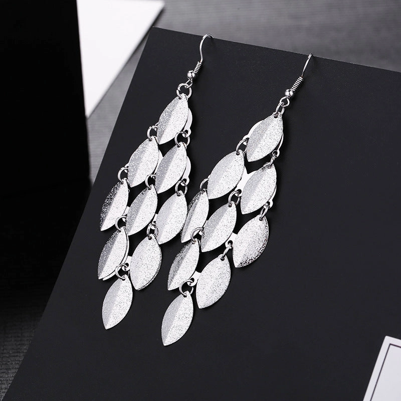 Wholesale Fashion Metal Exaggerated Tassel Long Earrings