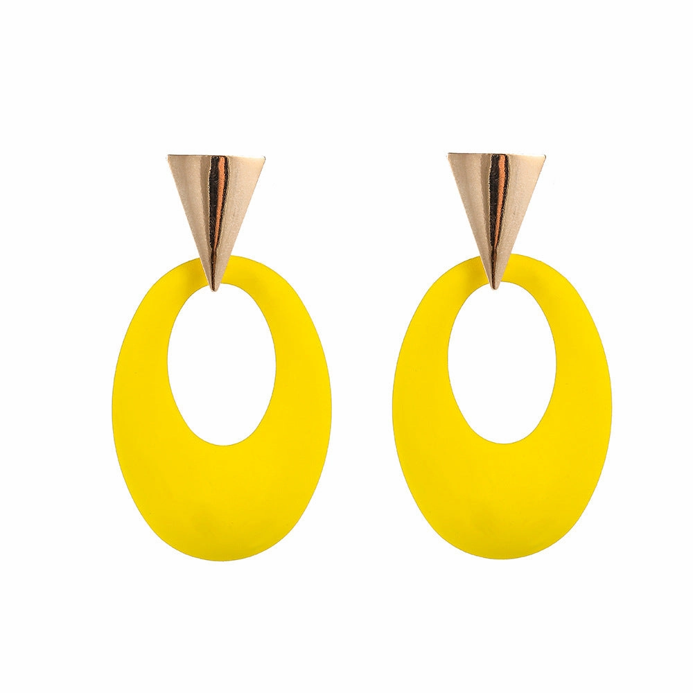 Wholesale Fashion Metal Spray Paint Hollow Oval Large Earrings