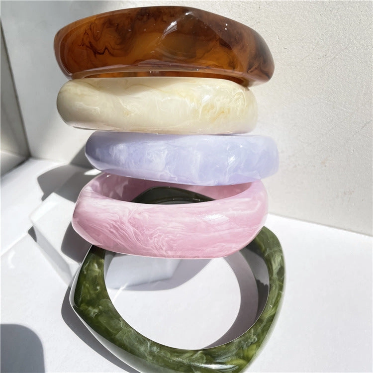 Wholesale fashion new marble acrylic bracelet shaped resin square round bracelet