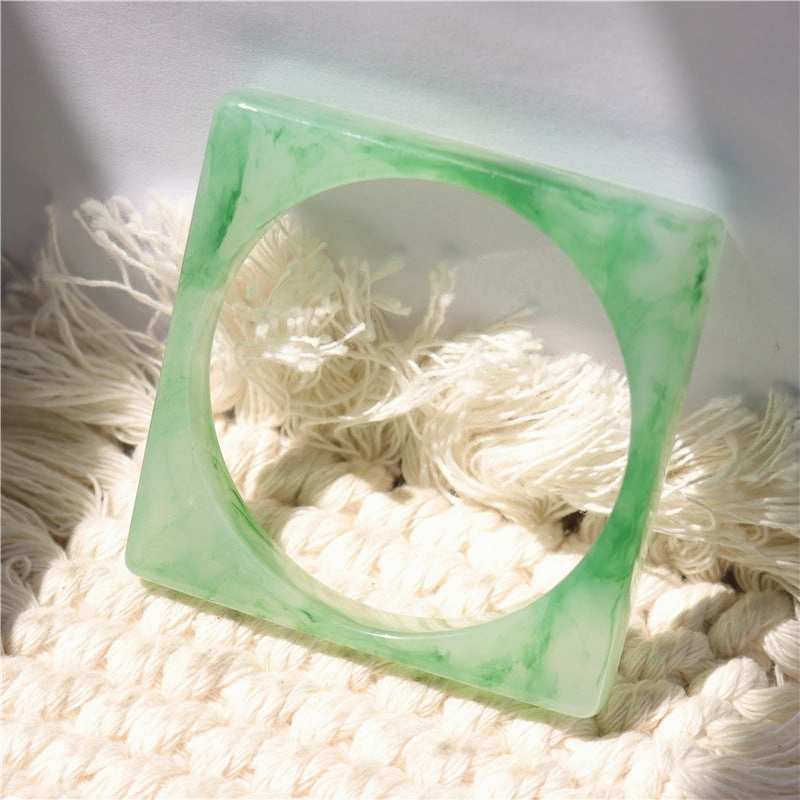 Wholesale fashion new marble acrylic bracelet shaped resin square round bracelet