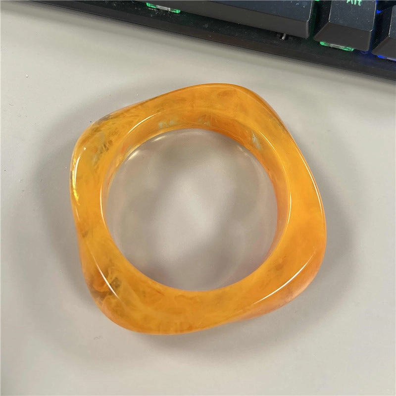 Wholesale fashion new marble acrylic bracelet shaped resin square round bracelet
