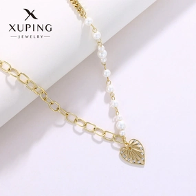 Wholesale Fashion Patchwork Imitation Pearl Autumn and Winter Niche Design, Love Pendant Temperament Collarbone Chain Necklaces