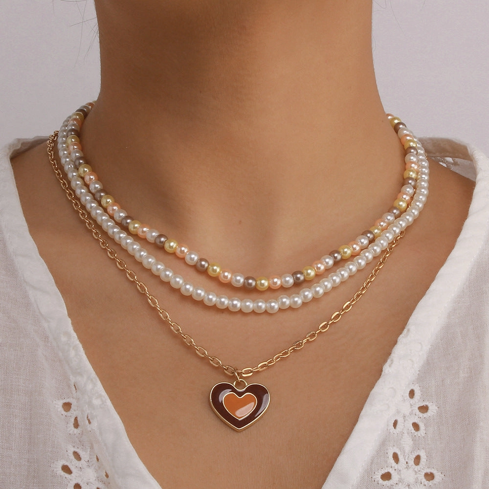 Wholesale Fashion Pearl Colored Rice Bead Bohemian Clavicle Necklace