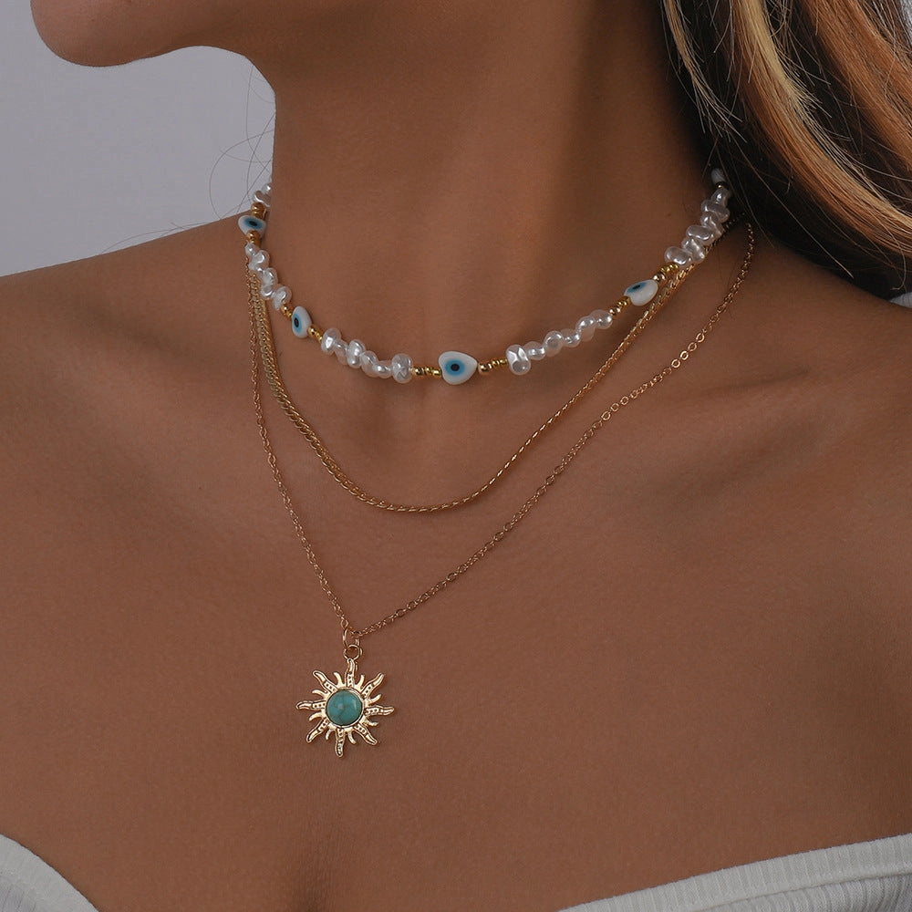 Wholesale Fashion Pearl Colored Rice Bead Bohemian Clavicle Necklace