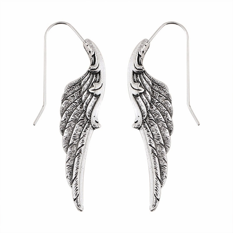 Wholesale Fashion Personality Angel Wings Metal Exaggerated Temperament Texture Design Earrings